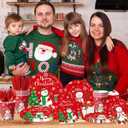 Christmas Paper Plates And Napkins, 144pcs Red Christmas Plates Set Snowman Xmas Tree Disposable Tableware for Winter Theme christmas Holiday Supplies,Serves 24