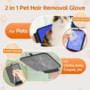 2 in 1 Pet Hair Removal Glove, Upgraded Pet Hair Remover Tool with Wrist Strap, Gentle Shedding Silicone Brushes for Dogs & Cats, Efficient Fur Removal Mitts for Couch Carpet Clothing (Blue)