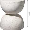 Glitzhome Outdoor Side Table, Round Accent End Table, Lightweight Hourglass Faux Terrazzo Decorative Garden Stool, 17.75" H White Planter Stand for Patio Porch Balcony Living Room, 1 Pc