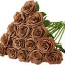 15pcs Fake Roses Artificial Silk Flowers Faux Rose Flower Long Stems Bouquet for Arrangement Wedding Centerpiece Party Home Kitchen Decor