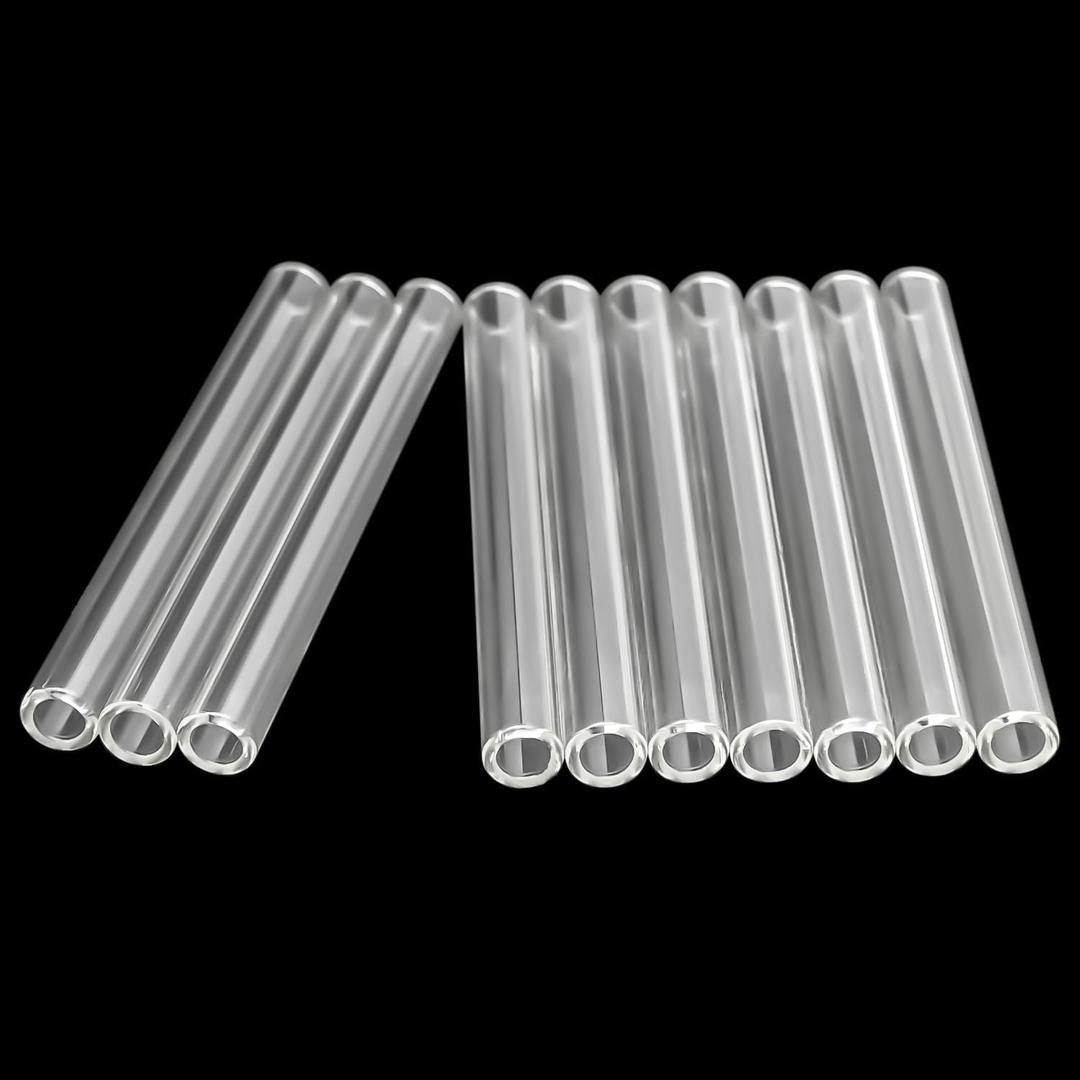 10 Pcs Clear Glass Tubes 4 Inches Long 10mm OD 7mm ID 1.5mm Thick Wall Glass Borosilicate Blowing Tubes