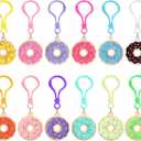 Jadive 48 Pcs Sweet Donut Party Favors Donut Keychain Sweet Doughnut Theme Birthday Party Supplies Pendant Ornament for Christmas Kids Boy Girl Gift Reward Goodie Bag Fillers, 12 Colors