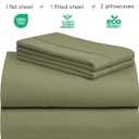 LuxClub 4 PC Queen Sheet Set, Deep Pockets Wrinkle Free Cooling Bed Sheets Hotel Bedding for Women, Men, Includes 1 Fitted Sheet, 1 Flat Sheet and 2 Pillowcases-Soft Olive