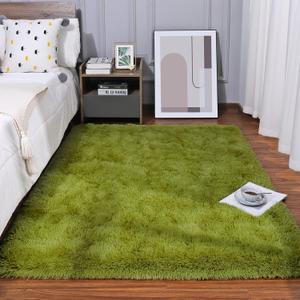 Kelarea Area Rug for Living Room, 4x6 Non-Slip Green Rug Fluffy Soft Shag Rugs, Fuzzy Shaggy Plush Carpet for Bedroom, Nursery Rooms, Home Dorm
