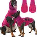 Meifsou Dog Anxiety Vest with Hood, Skin-Friendly Thunder Jacket for Dogs, 2-in-1 Dog Calming Shirt with Hood for Thunder, Fireworks, Separation - Keep Pet Calm Without Medicine, Rose Red, Large
