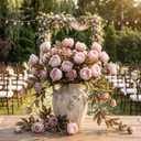 Thiccywoov 8 Pcs Faux Peony Stems Flowers Bulk Vintage Artificial Silk Peonies Stems Real Look Fake Peonies Branch for Vase Filler DIY Bouquet Centerpiece Home Indoor Outdoor Decor (Brownish)