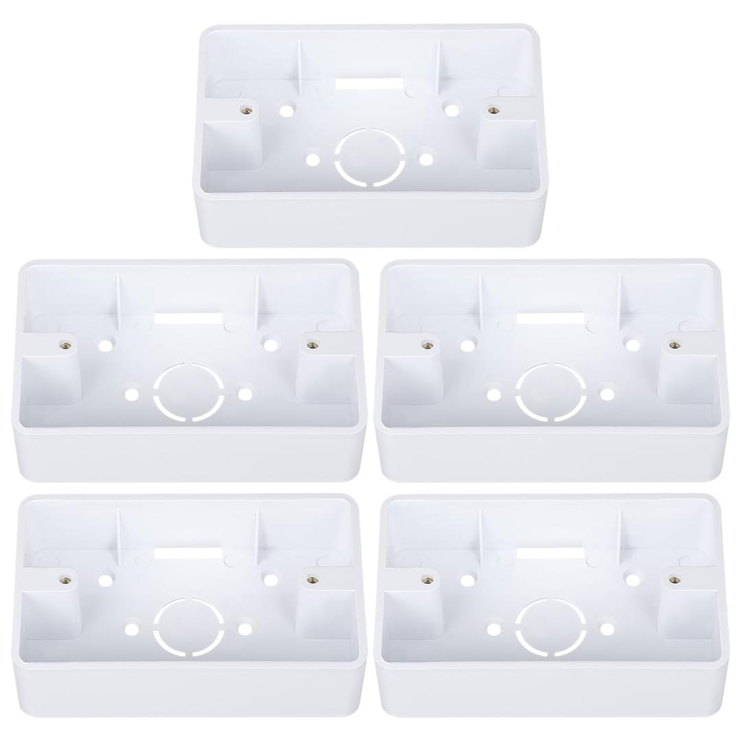 Totority Wall Socket Box 5 Pack Surface Mount Electrical Outlet Boxes 4.72X2.87X1.37 Inch External Installation Junction Boxes for Home Power Low Voltage Applications