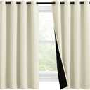 NICETOWN Warm Curtains for Winter, Bedroom Full Blackout Curtain Panels, Great Job for Blocking Light, Complete Blackout Draperies with Black Liner for Night Shift (Beige, Set of 2, 55 by 57-inch)