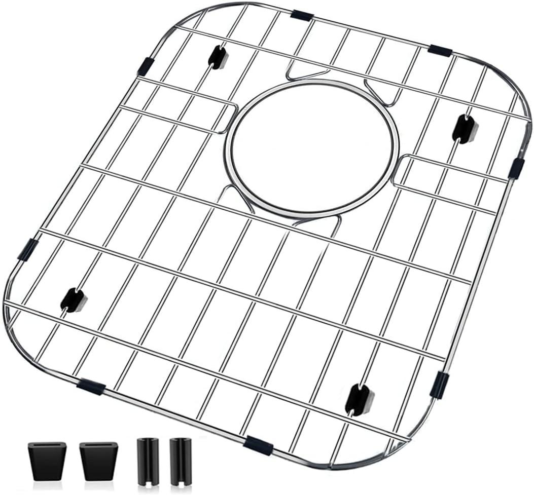 Sink Bottom Grid Sink Protector for Kitchen Sink Stainless Steel Farmhouse Metal Sink Rack (1 Pack, 12-5/8"L x 14-9/16"W)