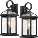 Black Exterior Light Fixtures 2-Pack, Anti-Rust Aluminum Outdoor Wall Lights for House Porch Lights IP65 Waterproof Clear Glass Outdoor Sconces Wall Mount Wall Lanterns, Matte Black