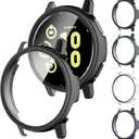 Screen Protector Case for Garmin vvoactive 5 Smartwatch, [4-Pack] Hard PC Bumper & Tempered Glass Film Replacement Accessories for Garmin vivoactive 5 (Black/Green/Navy Blue/Clear)