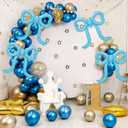 Leorate 10 Pcs Blue Bow Balloons - Bow Theme Decorations for Girls Birthday, Bridal Shower, Baby Shower, Engagement, Bachelorette Party Supplies, Party Decoration