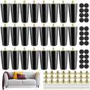 Maitys 4 Inch Round Solid Furniture Legs Furniture Wooden Replacement Chair Feet Dresser Sofa Couch Legs Table Cabinet Footstool DIY Projects for Home (Black, 24 Pcs)