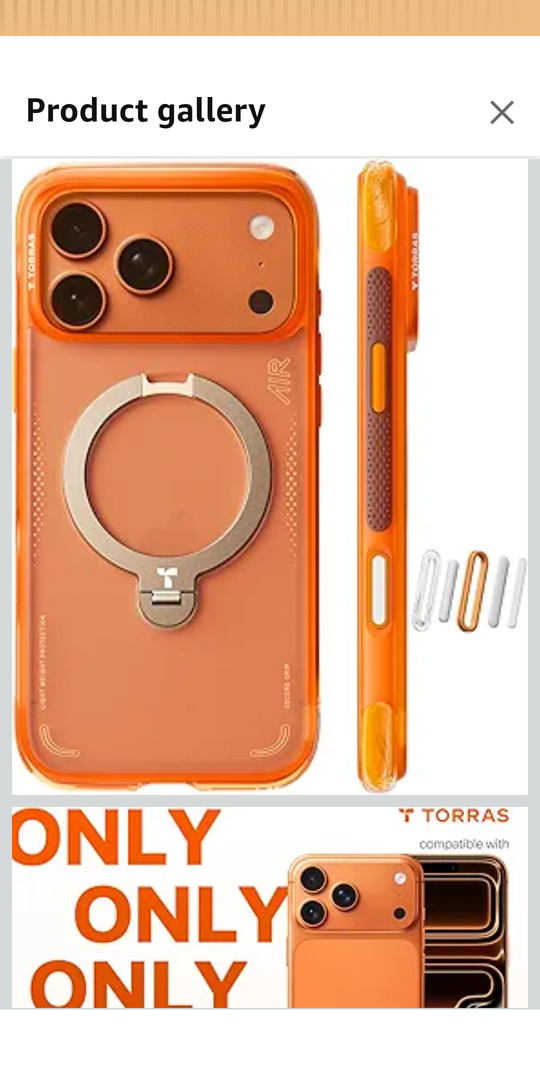 TORRAS Ostand Q3 Air for iPhone 17 Pro Case 6.3'' with Stronger Magnetic Stand, Fit for Magsafe, Airbags Miltary Protection, Camera Control for iPhone 17 Pro Case, Shockproof & Stylish, Horizon Orange