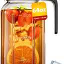 64 oz Mason Jar Pitcher – Airtight & Leakproof Glass Pitcher with Lid, Perfect for Iced Tae, Sun Tea, Cold Brew, Breastmilk, 2 Quart (1/2 Gallon) Mason Jar with Pour Spout Lid Flip-Cap & Handle