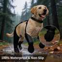 All-in-One Dog Suspender Boots for Small, Medium & Large Dogs Waterproof Paw Protectors with Non-Slip Sole & Reflective Straps, Ideal for Rain, Snow, and Hiking (Black, M)