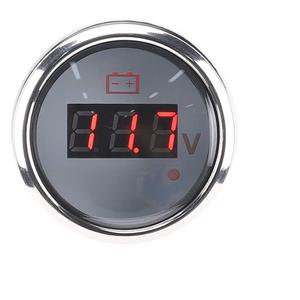 Marine Voltmeter, Waterproof Antifog LED Digital Battery Voltage Gauge, 2in Universal Stainless Steel Volt Gauge with Smart Alarm for Car, Boat, Auto, Marine(White)