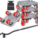 YWHWXB Upgraded Furniture Mover & Tool Furniture Lift Set, 4 360Rotation Rubber Wheels, 1200Lbs Capacity, Black+Red, Folding, High Carbon Steel