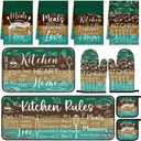 10 Pcs Farmhouse Kitchen Decor Teal Oven Mitts and Pot Holders Sets Vintage Kitchen Dish Towels Rustic Pattern Oven Gloves for Home Decorations Baking Cooking Birthday Valentines Gifts