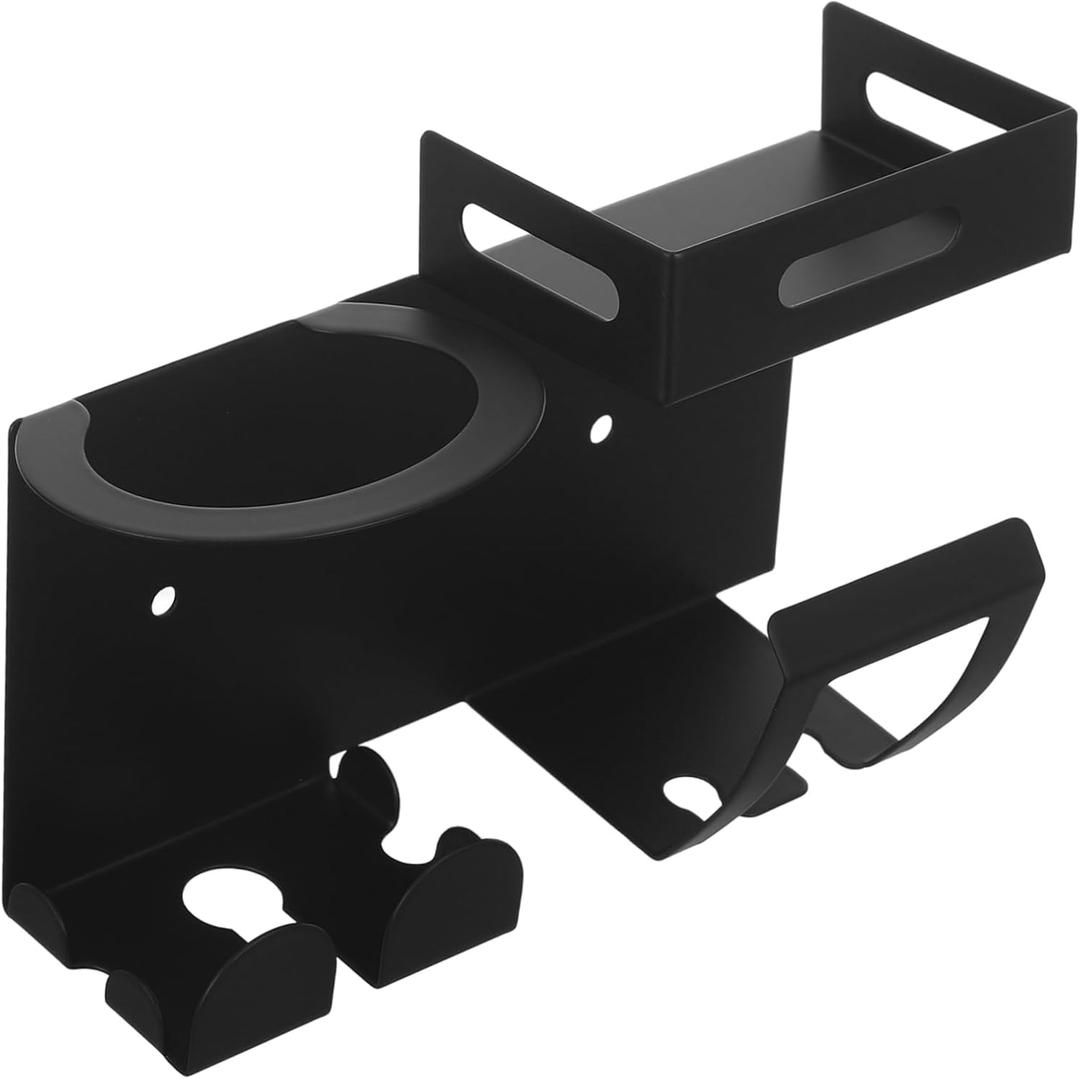 LIFKOME Wall-Mounted Toothbrush Holder Single Cup Stainless Steel Bathroom Organizer for Toothbrushes Razors and Makeup Brushes Black Color Space-Saving Storage Rack (16.50X11.00X5.60CM)