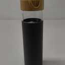 20 Oz Borosilicate Glass Water Bottles with Silicone Sleeve BPA Free, Dishwasher Safe - Reusable Clear Glass Drinking with Leak Proof Bamboo Lid | Perfect Gym Water Bottles for Men & Women (Charcoal Grey)