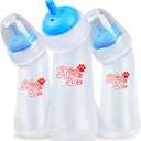 Xuanda Pet Feeding Bottle,3 Pack Wide Mouth Angled Nursing Bottle, 3 Sizes Nipples with Ventilation Valve Resistant Tearing Perfect for Puppies, Kittens, Small Wildlife Blue
