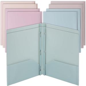 Mr. Pen- Plastic Folders with Pockets and Prongs, 10 Pack, Letter Size, Colorful, Flexible Plastic Folders with Prongs (Muted Pastel Colors)