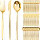 SUT 600 Pcs Gold Plastic Silverware, Gold Disposable Utensils, Heavy Duty Cutlery Set, Disposable Silverware Set Include 200 Forks, 200 Spoons, 200 Knives Heavy Duty Flatware for Party