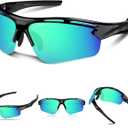 Polarized Sports Sunglasses for Men Women,UV400 Protection Sunglass for Running Cycling Fishing Hiking TR90 (Green)