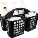 JiatuA Portable Shower Caddy Basket with Compartments Cleaning Supplies Organizer with Handle Plastic Storage Divided Tool Bin for Bathroom, Bedroom, Kitchen, College Dorm, Garden, Under Sink, Black