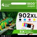 902XL Ink Cartridge Combo Pack for HP 6978 6968 Printer for HP 902 XL Black Color Compatible for HP902 HP902XL OfficeJet 6958 6970 6960 6975 6962 6950 6954 6951 6956 6961 6963 6964 Cyan Magenta Yellow