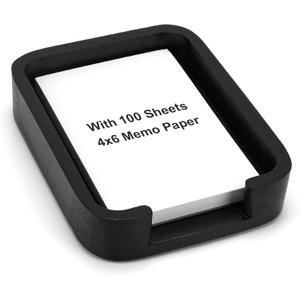 4x6 Memo Paper Holder Organizer for Desk Black Wooden Note Paper Tray with 100 Sheet Blank Memo Pads 4x6 Index Card Tray Black Wood Sticky Note Holder for Office Home School