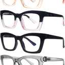 SIGVAN 6 Pack Reading Glasses Blue Light Blocking Square Computer Spring Hinge Readers for Women 6 Mix-9, 4.0 x