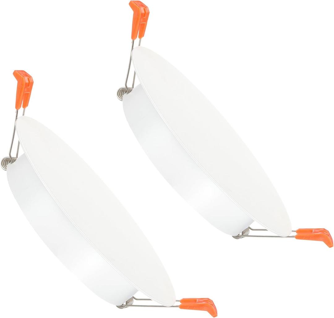 PATIKIL 165mm / 6.5" Diameter Metal Ceiling Hole Cover Plate, 2 Pcs Downlight Hole Trim Wall Mount Decorative Cap Access Panel for 4.9-6.3inch Round Ceiling and Wall Openings, Matte White