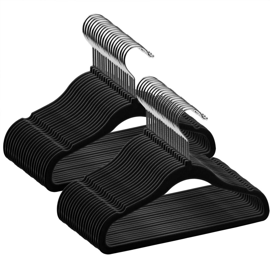 GoodtoU Infant Clothes Hangers Black Velvet, Toddler Hangers 50 Pack Non Slip for Baby Clothes (11.8 inch 50 Pack)