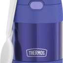 THERMOS FUNTAINER Insulated Food Jar, 10 Ounce, Kid Friendly Food Jar with Foldable Spoon, Purple