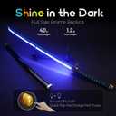 RENGENG Light Up Sword, 40 Inches Rechargeable Plastic Replica with Belt & Stand, Sword with Original Texture