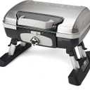 Cuisinart Petite Gourmet Portable Gas Grill, Compact & Lightweight Tabletop Small Grill for BBQs, Camping, Tailgates & Small Spaces, 5,500 BTU Burner Folding with Carry Handles, Stainless