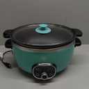 GreenLife 6 Quart Ceramic Slow Cooker, PFAS-Free, Programmable, Removable Healthy Nonstick Pot for Family Meals, Sear on Stovetop, Keep Warm, Digital Timer, Dishwasher Safe Glass Lid, Turquoise