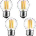 G45 LED Edison Bulb Dimmable 6W LED Filament Light Bulb 60W Equivalent Warm White 2700K Clear Glass E26 Base Decorative Vintage Globe Bulb for Pendent Chandelier Home Lighting, AC110V(4 Pack)