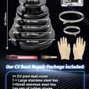 CVS18 CV Boot Split Constant Velocity Joint Gaiter Boot Replacement Kit, wear-Resistant CV Boot, Fits Shaft Size 22mm-28mm, 128mm Height, Includes 2 Stainless Steel CV Boot Clamp, Black