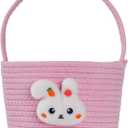 Nydotd Easter Basket for Boys & Girls - Adorable Basket with Rabbit Ears and Handle, Ideal for Easter Egg Hunting Perfect First Easter Gift for Children, Kids, Babies and Infants (Pink)