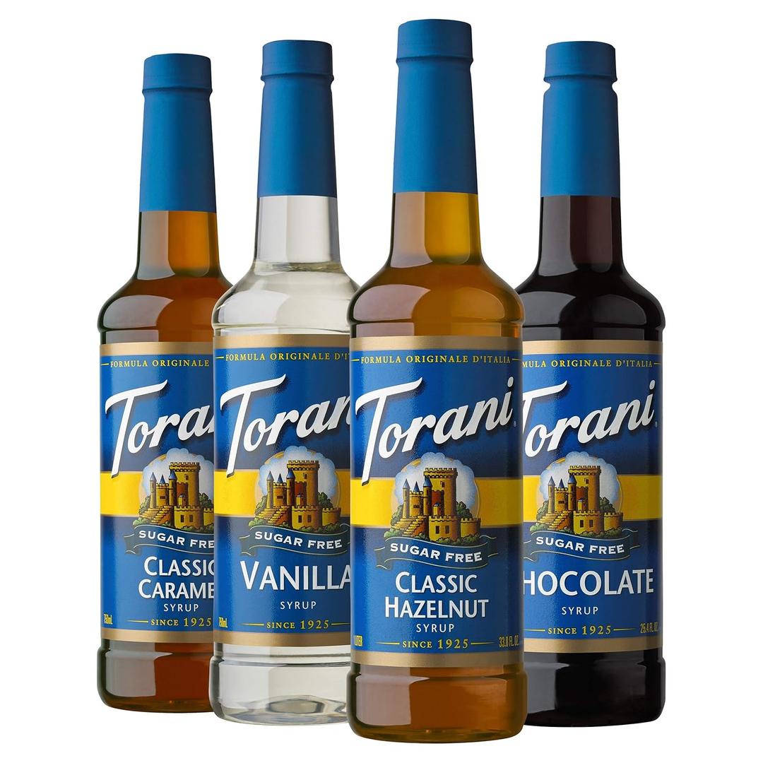Torani Sugar Free Syrup, Variety Pack, 25.4 Ounce (Pack of 4), Best By 06 OCT 2027