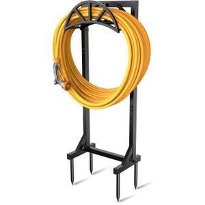 Garden Hose Holder Freestanding, Water Hose Holders for Outside with 4 Spikes, Outdoor Garden Hose Storage Heavy Duty 150ft Hose Hanger Metal Hose Stand Detachable Hose Reel Rack Organizer