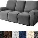 HFCNMY Recliner Couch Cover,8 Pieces Stretch Velvet Recliner Sofa Cover,Washable Recliner Cover with Elastic Bottom Dark Gray (3 Seat)
