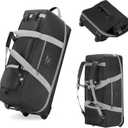 Travel Duffle Bag Expandable to 129L, 32in * 12.6in * 15in/18in, Rolling Duffle Bag with Wheels, Soft Bag Backpack with Hidden Straps, Camping, Hiking, Sport