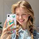 PIXIU Case for iPhone 16E Compatible with Magsafe, Laser Glossy Pattern, Cute Curly Wave Clear TPU Bumper Military Grade Drop tection Phone Cover for Women/Girls -Butterfly/Floral