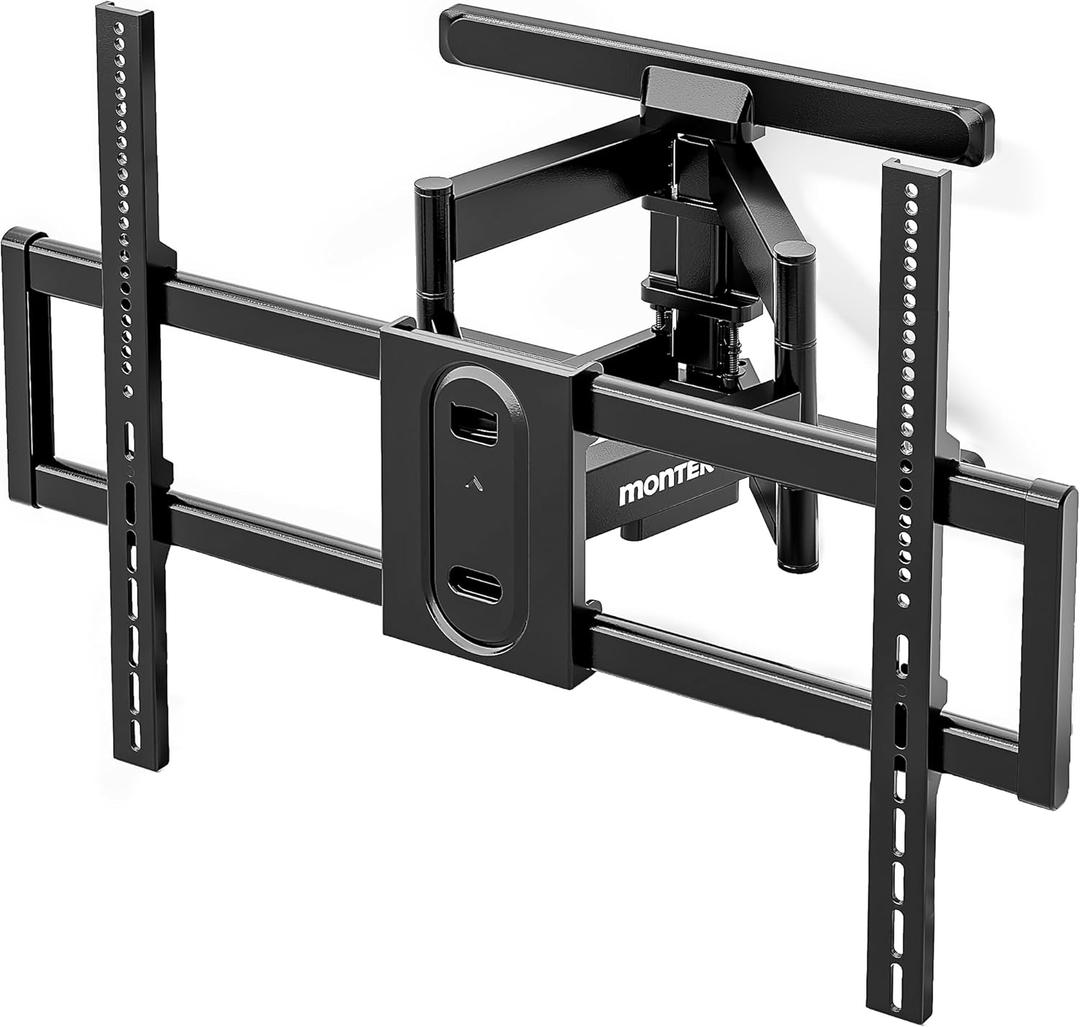 monTEK Heavy Duty Full Motion TV Wall Mount for 43100 Inch TVs Pre-Assembled Bracket with Tool-Free Tilt Swivel & Extension Max VESA 800x600, 150lbs 4X Strength Tested Fits 16/18 Inch Studs