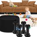 Under Couch Blocker for Pets &Toys, Under Bed Blocker for Furniture Gap Guard Stops Lost Toys, Adjustable Elastic Strap with Level Feet Easy Install Fits Right-Angle Furniture Legs (L132 H5) (Black)