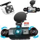 4 Channel Dash Cam 360 View, WIZACE 2K Front and Rear Inside, Left Right Dash Camera for Cars, Multi-Ch FHD 8 IR Lamps Night Vision, Free 64GB SD Card, G-Sensor, HDR, 24H Parking Mode